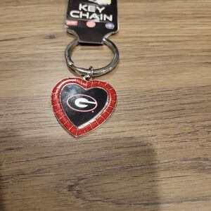 University Of Georgia Bulldogs NCAA Licensed Rhinestone Heart Keychain